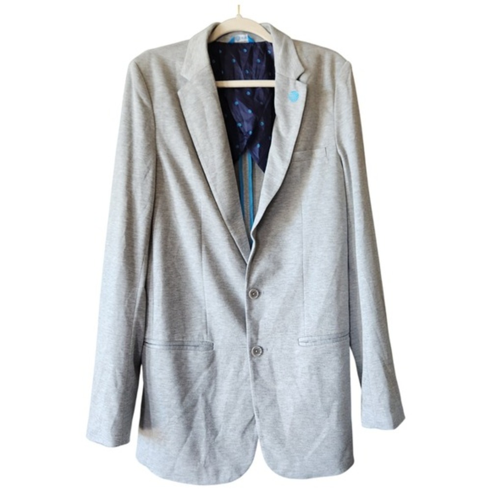 AT&T Knit Blazer Jacket Gray Jersey Unstructured‎ Employee Uniform Men's M Tall
